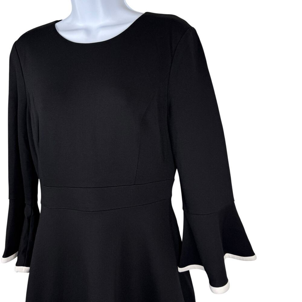 Eliza J Dress Womens 6 Black White Bell Sleeve Ruffled Mini Feminine Romantic - Picture 6 of 14